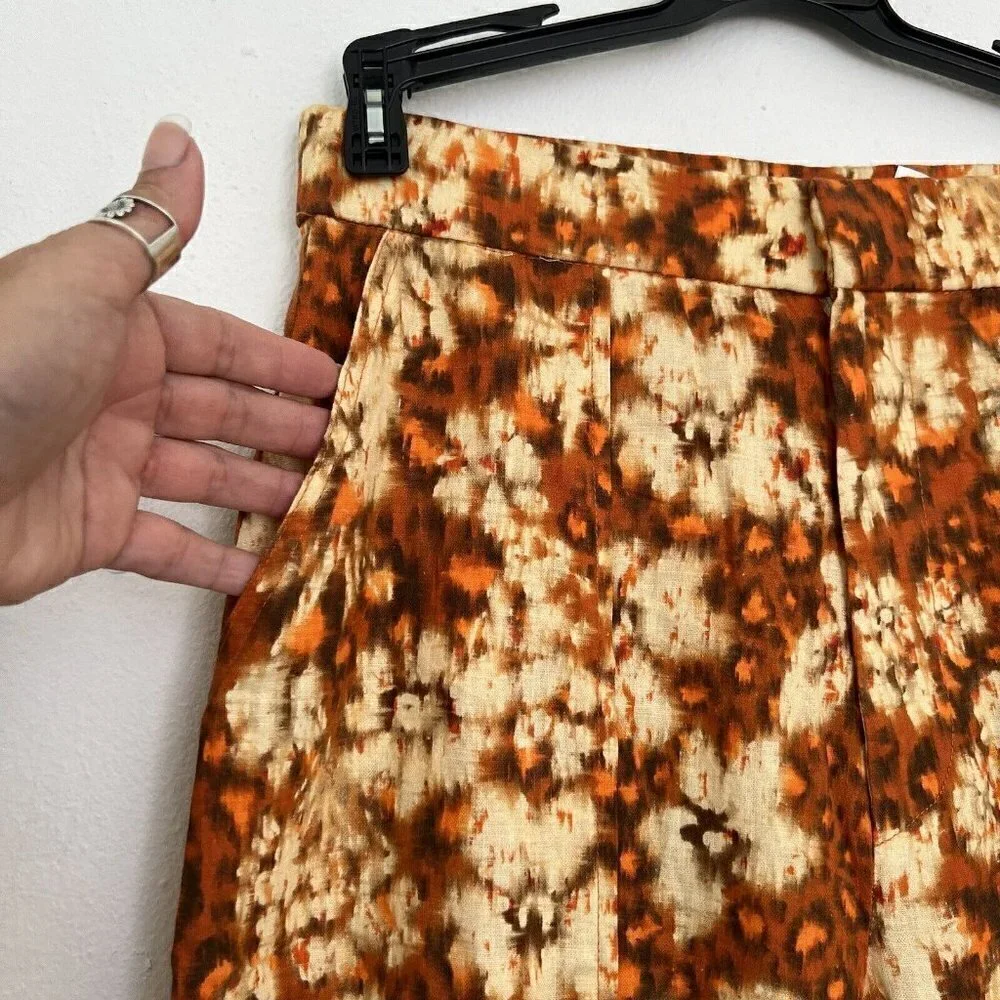 NEW Zara wide leg LINEN Pants XSMALL burnt orange Bohemian